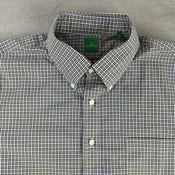 Sid Mashburn Other - Sid Mashburn Shirt Men Large Yellow Blue Check Long Sleeve Designer Button Down